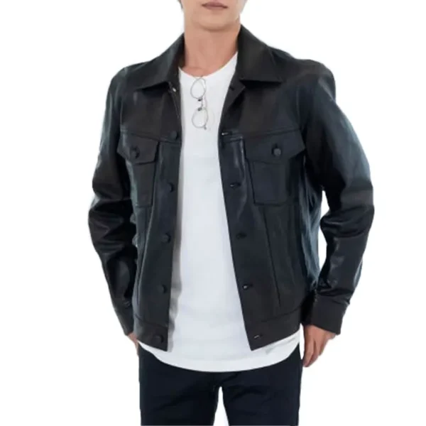 hanklin-black-leather-trucker-jacket