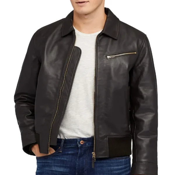shirt-style-rib-knitted-leather-jacket