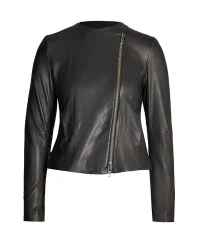women-collarless-faux-leather-jacket