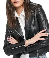 Women Black Biker Leather Jacket