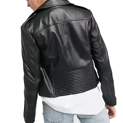 Women Black Biker Leather Jacket